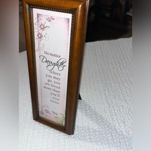 Small Dotted Detailed Desk-Sized Frame with Daughter Quote and Stand + Backing